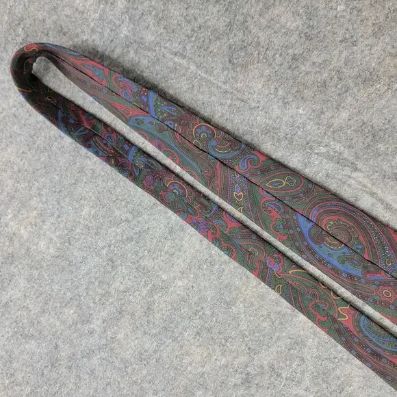 Polo Ralph Lauren Silk Slim Skinny Neck Tie Paisley Multicolor Italy Hand Made